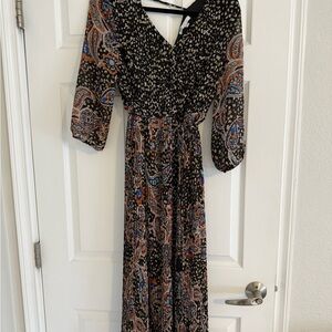 Black and Blue Paisley Maxi Dress